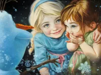 Jigsaw Puzzle Little Elsa and Anna