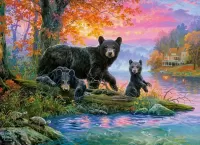 Rompecabezas Bears by the river
