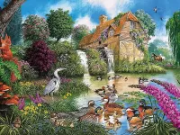 Jigsaw Puzzle Mill at pond