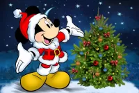 Quebra-cabeça Mickey mouse and Christmas tree