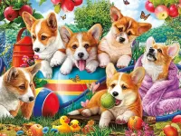 Puzzle cute puppies