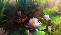 Rompecabezas Mouse and lotuses