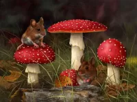 Jigsaw Puzzle Mice and fly agaric