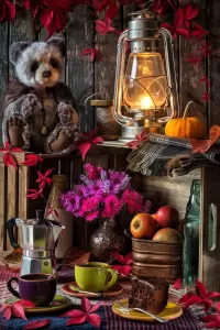Zagadka Teddy bear and lantern