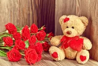 Quebra-cabeça Bear and roses