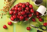 Jigsaw Puzzle Bowl with cherries