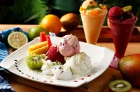 Jigsaw Puzzle Ice cream and fruits