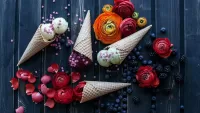 Jigsaw Puzzle Ice cream and flowers