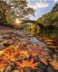 Quebra-cabeça Bridge in autumn