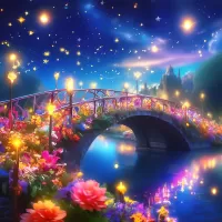 Puzzle Bridge with flowers