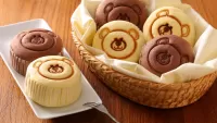Jigsaw Puzzle Muffins in a Basket