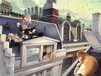 Zagadka On roof with cats