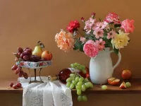 Jigsaw Puzzle Roses and grapes