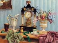 Слагалица Still-life with clock