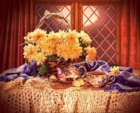 Jigsaw Puzzle Still life with chrysanthemums