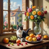 Rompecabezas Still life with a kitten