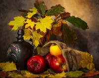 Слагалица Still life with leaves