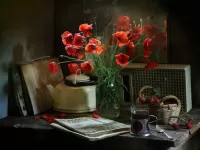 Слагалица Still life with poppies