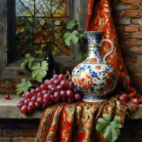 Bulmaca Still life with a Persian carpet