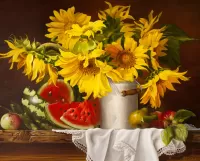 Слагалица Still life with sunflowers