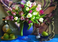 Слагалица Still life with tulips