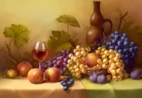 Пазл Натюрморт с виноградом