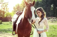 Jigsaw Puzzle Bride with horse
