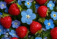 Rätsel Forget-me-nots and strawberries