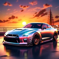 Puzzle Nissag GTR and sunset