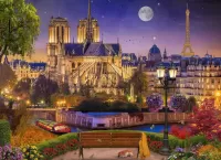 Jigsaw Puzzle Night over Paris