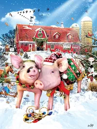 Пазл Новогодние свинки