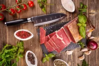 Jigsaw Puzzle A knife and meat