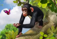 Jigsaw Puzzle Monkey and butterfly