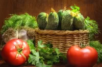 Jigsaw Puzzle Cucumbers in a basket