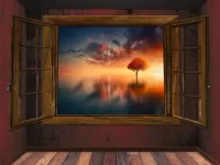 Jigsaw Puzzle Window - view of the lake