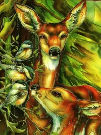 Jigsaw Puzzle Deers and birds