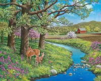 Puzzle Deer by the stream