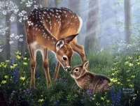 Jigsaw Puzzle Fawn and rabbit