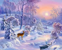 Jigsaw Puzzle The deer in the winter