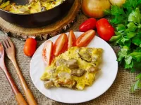 Puzzle Scrambled eggs with mushrooms