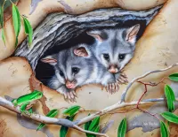 Quebra-cabeça Opossums and the frog