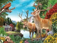 Puzzle Eagle and deer