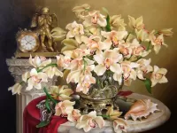 Пазл Орхидеи и часы 