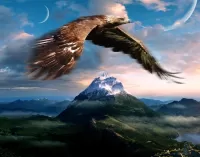 Puzzle Eagle over the mountains