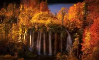 Puzzle autumn waterfall