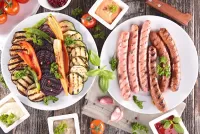 Jigsaw Puzzle Vegetables and sausages