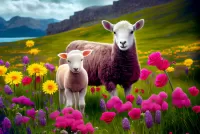 Пазл Овцы на лугу