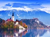 Quebra-cabeça Bled lake. Slovenia
