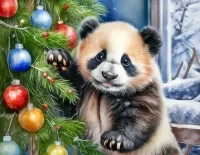 Slagalica Panda and the Christmas tree