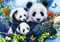Puzzle panda with cubs